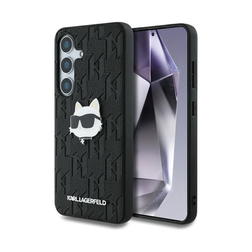 Karl Lagerfeld Phone Case Monogram Choupette Head Pin (Samsung S25, black)