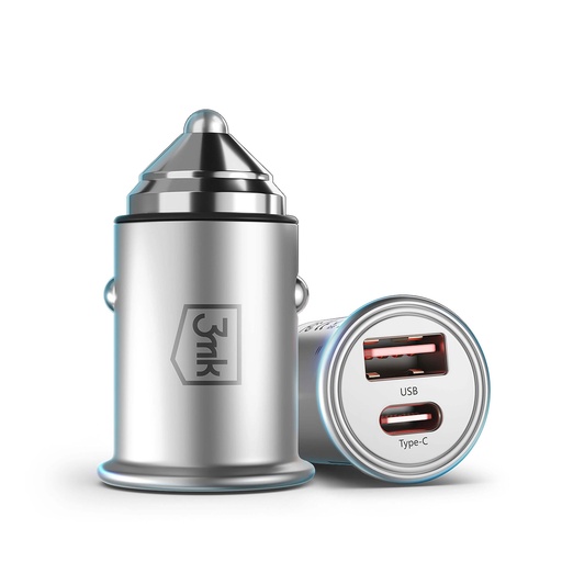3mk auto adapter Hyper 45W (srebrno)