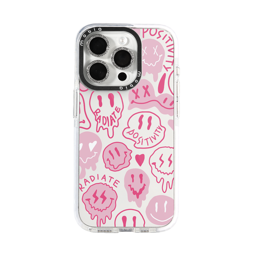 Maska Pattern Pink Smiley (iPhone 16 Pro, prozirno)