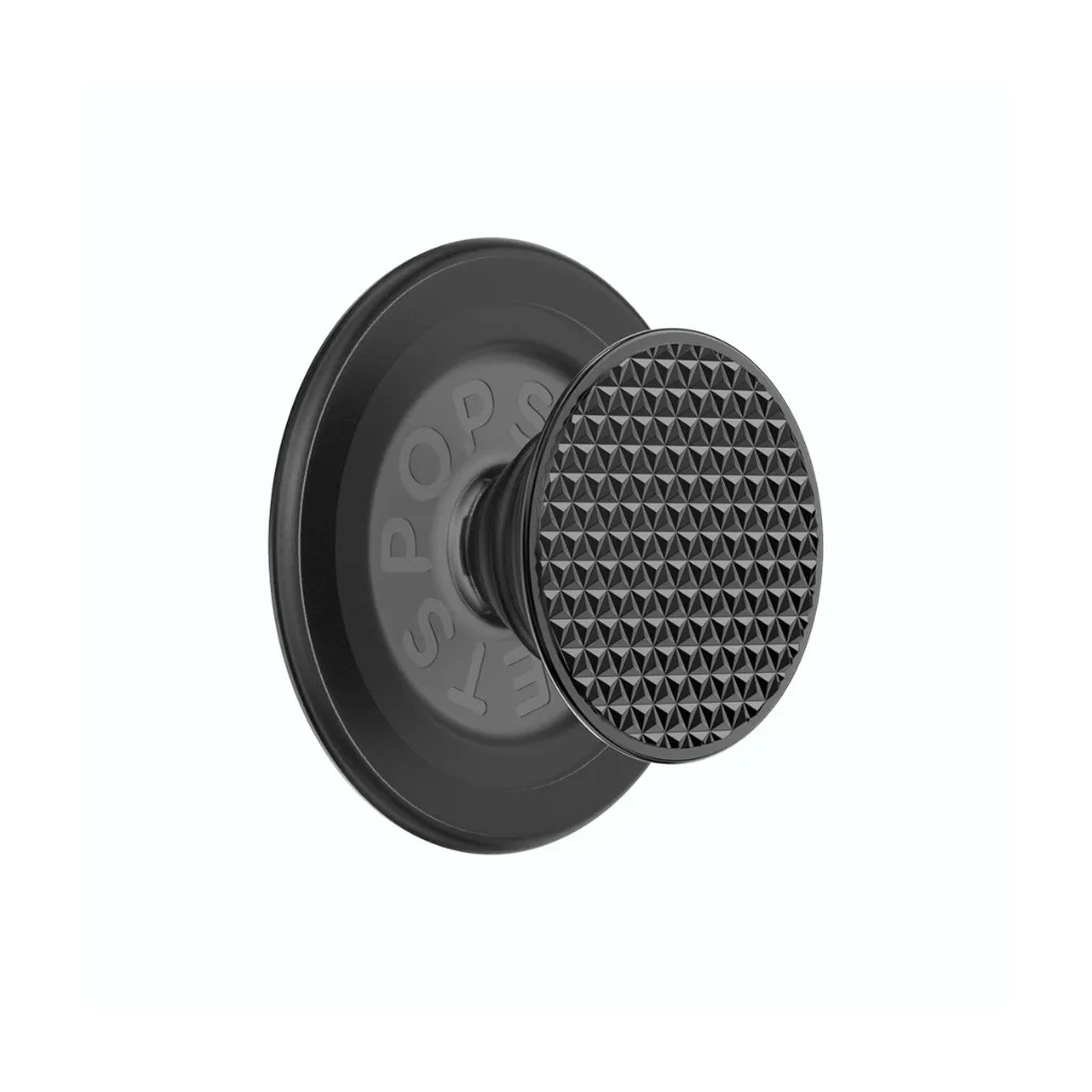 PopSockets Phone Holder MagSafe Round Triangle Knurl Black Aluminum