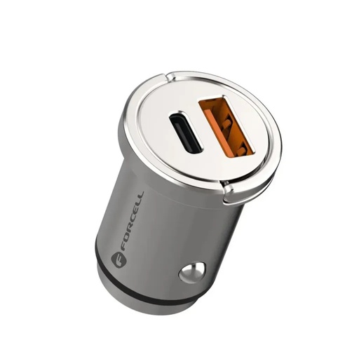 Forcell Car Adapter F-Energy Mini USB C + USB (silver)