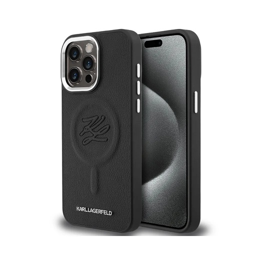 Karl Lagerfeld Phone Case Initial Debossed MagSafe (iPhone 15 Pro Max, black)