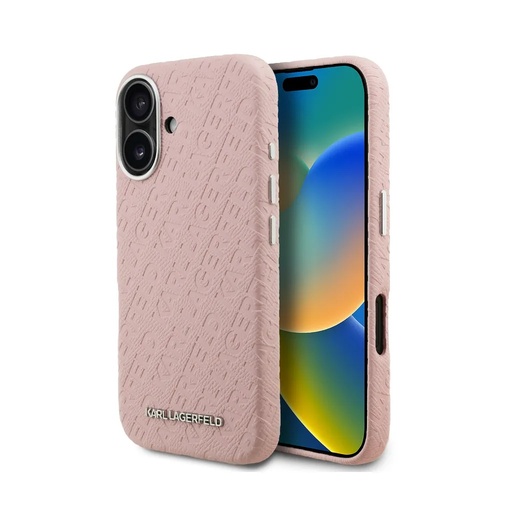 Karl Lagerfeld Phone Case Grained Stamped MagSafe (iPhone 16, pink)