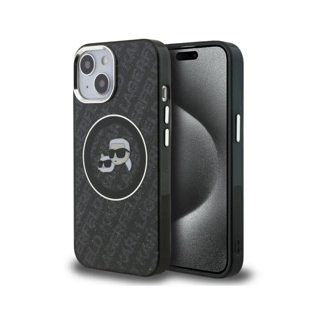 Karl Lagerfeld Phone Case K&C Heads Glitter Logo MagSafe