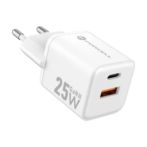 Forcell Wall Adapter USB+USB C 25W (white)