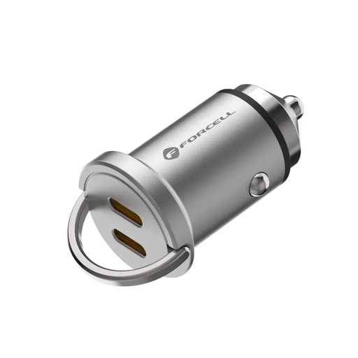 Forcell Car Adapter F-Energy Mini USB C + USB 20W (silver)