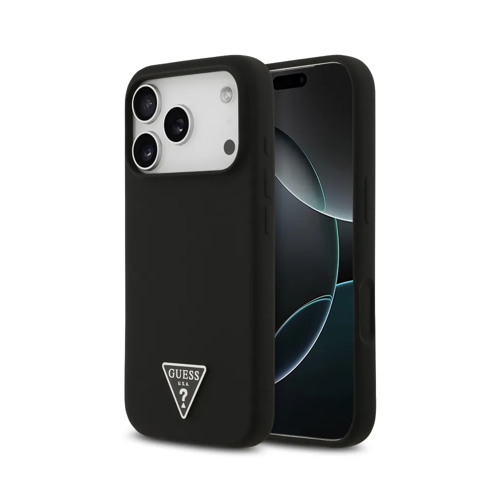 Guess Phone Case MagSafe Triangle Metal Logo Liquid
