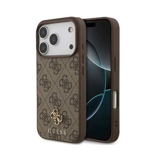 Guess maska MagSafe 4G Pattern Metal 4G Logo (iPhone 17 Pro, smeđe)