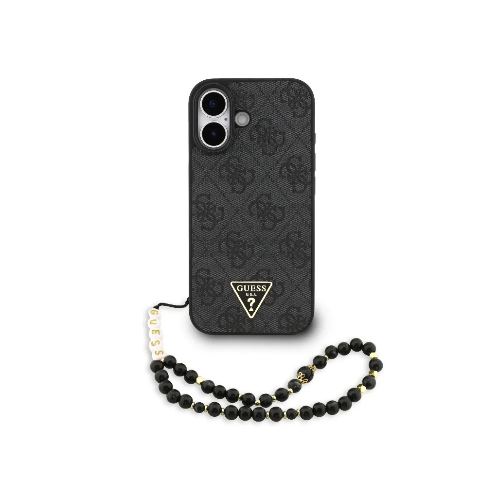 Guess Phone Case MagSafe 4G Pattern Triangle Logo Beads Strap
