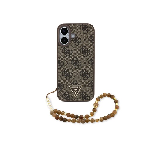 Guess Phone Case MagSafe 4G Pattern Triangle Logo Beads Strap (iPhone 17, brown)