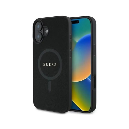 Guess maska MagSafe Saffiano (iPhone 17 Pro, crno)