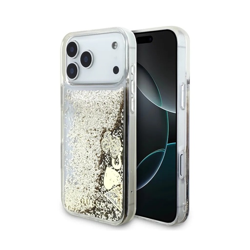 Guess Phone Case Liquid Glitter 4 Charms (iPhone 17 Pro, gold)