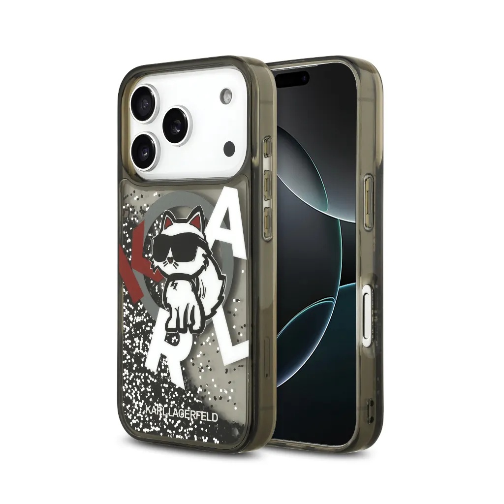 Karl Lagerfeld Phone Case MagSafe Choupette Liquid Glitter