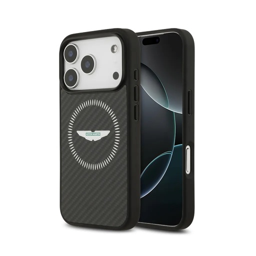 Aston Martin maska MagSafe Kevlar Counter Design (iPhone 17 Pro, crno)