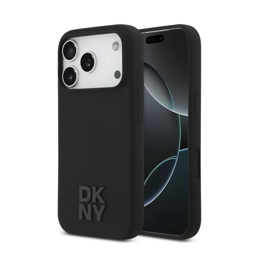 DKNY maska MagSafe Metal Stack Logo (iPhone 17 Pro, crno)