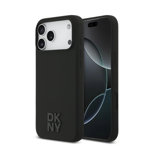 DKNY Phone Case MagSafe Metal Stack Logo (iPhone 17 Pro Max, black)