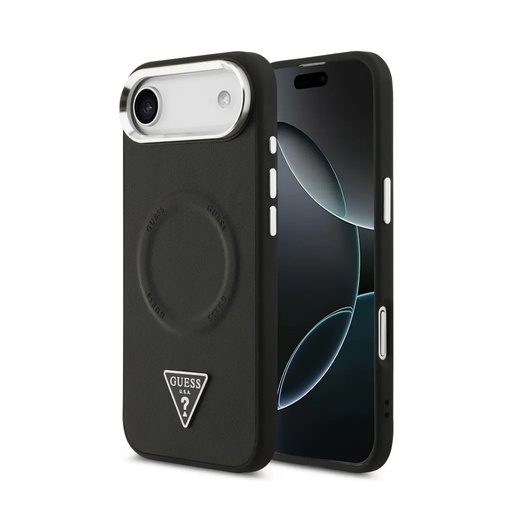 Guess maska MagSafe Triangle Logo Camera Frame (iPhone 17 Air, crno)