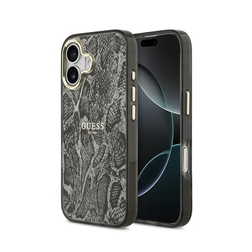 Guess maska MagSafe Python Pattern Camera Frame (iPhone 17, smeđe)
