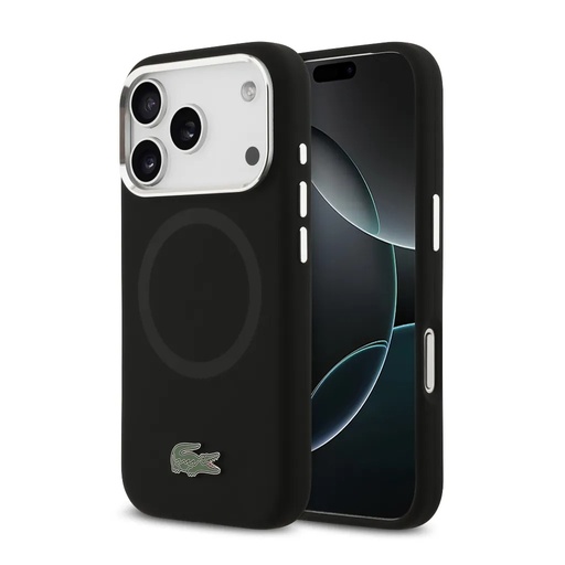 Lacoste Phone Case MagSafe Metal Logo Liquid (iPhone 17 Pro, black)
