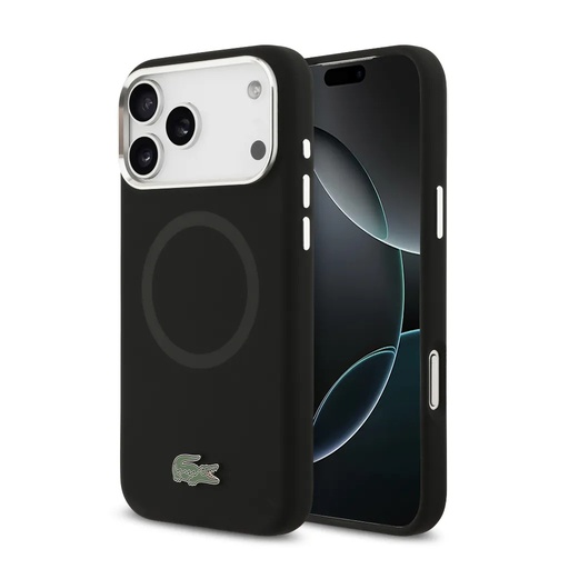 Lacoste Phone Case MagSafe Metal Logo Liquid (iPhone 17 Pro Max, black)