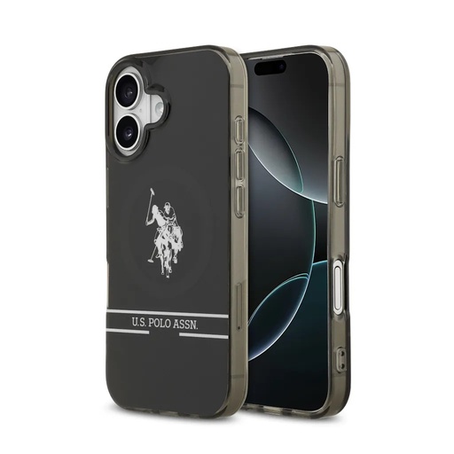 U.S. Polo Assn. Phone Case MagSafe Bottom Logo Lines (iPhone 17, black)
