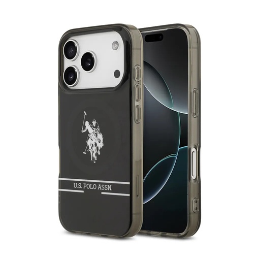 U.S. Polo Assn. Phone Case MagSafe Bottom Logo Lines (iPhone 17 Pro, black)