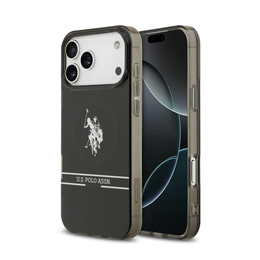 U.S. Polo Assn. Phone Case MagSafe Bottom Logo Lines (iPhone 17 Pro Max, black)