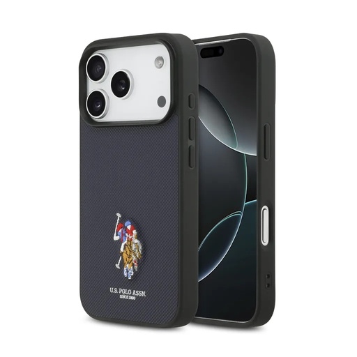 U.S. Polo Assn. Phone Case MagSafe Petit Pique Embroidered Colour Logo (iPhone 17 Pro, dark blue)