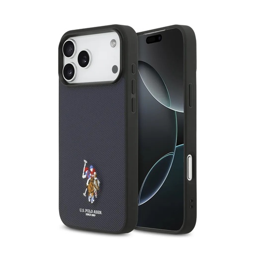 U.S. Polo Assn. Phone Case MagSafe Petit Pique Embroidered Colour Logo (iPhone 17 Pro Max, dark blue)