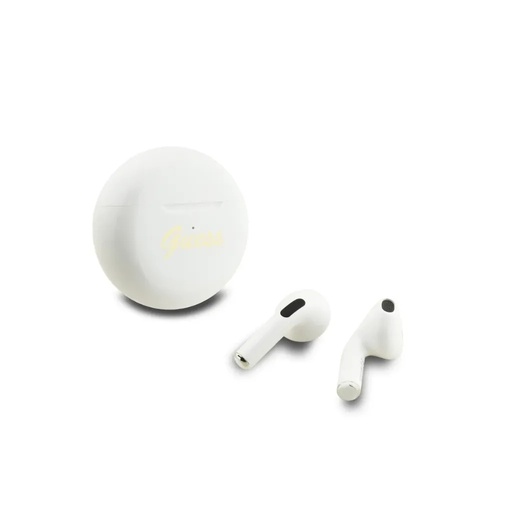 Guess slušalice TWS Round Printed Script Logo (bijelo, in-ear bežične)