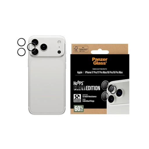 PanzerGlass zaštita za kameru Hoops Clear (iPhone 17 Pro/17 Pro Max/16 Pro/16 Pro Max, prozirno)