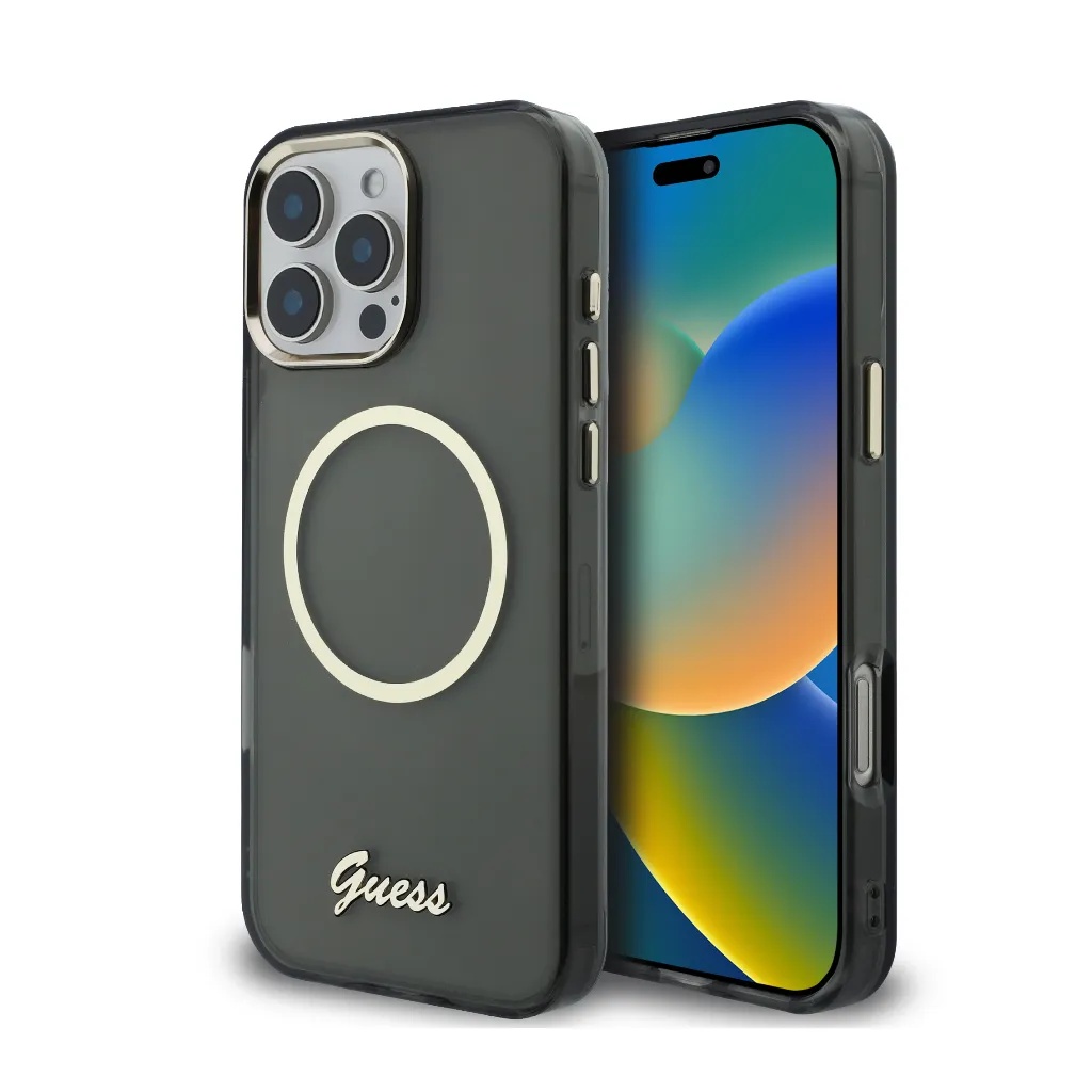 Guess Phone Case MagSafe Script Logo & Camera Frame