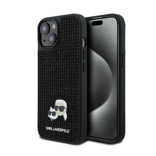 Karl Lagerfeld maska K&C Heads Pin Rhinestone (iPhone 15, crno)