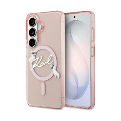Karl Lagerfeld Phone Case MagSafe Choupette Script Logo (Samsung S26, pink)