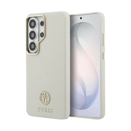 Guess Phone Case MagSafe Rhinestone Round Logo (Samsung S26 Ultra, beige)