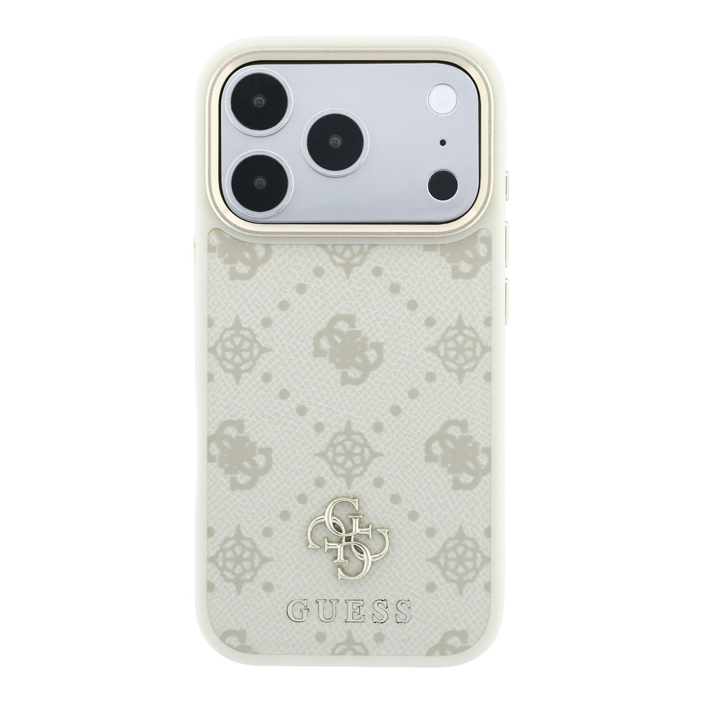 Guess Phone Case MagSafe 4G-Peony Pattern Metal 4G Logo