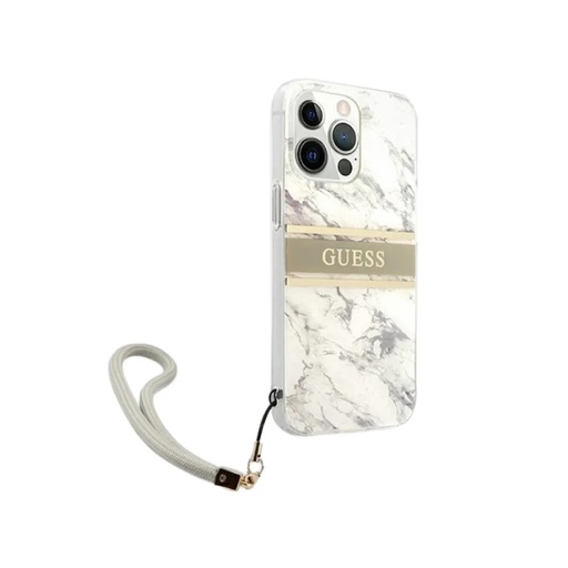 Guess Phone Case Marble Design Cord (iPhone 13 Pro, grey)