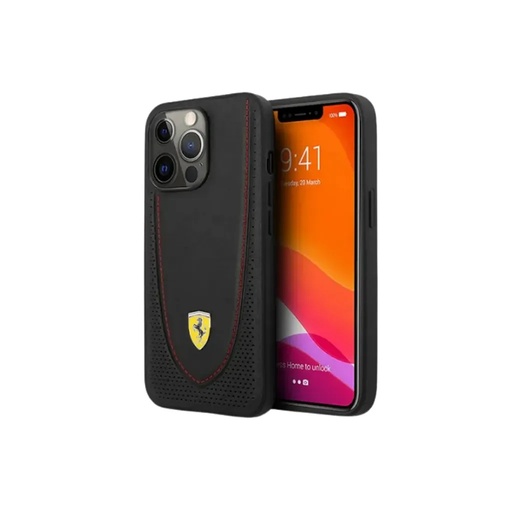 Ferrari maska Stitched Red Line Perforated (iPhone 13 Pro, crno)