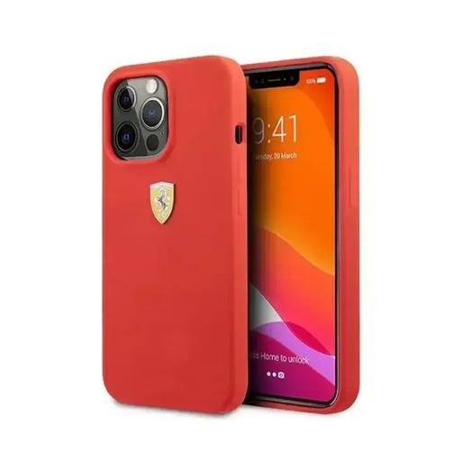 Ferrari Phone Case Metal Logo Liquid (iPhone 13 Pro, red)