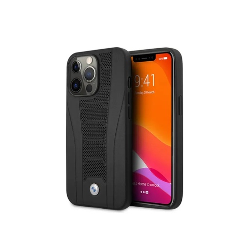 BMW Phone Case Seat Pattern Debossed (iPhone 13 Pro, black)