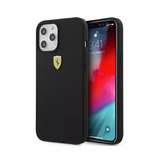 Ferrari Phone Case Metal Logo Liquid (iPhone 12 Mini, black)