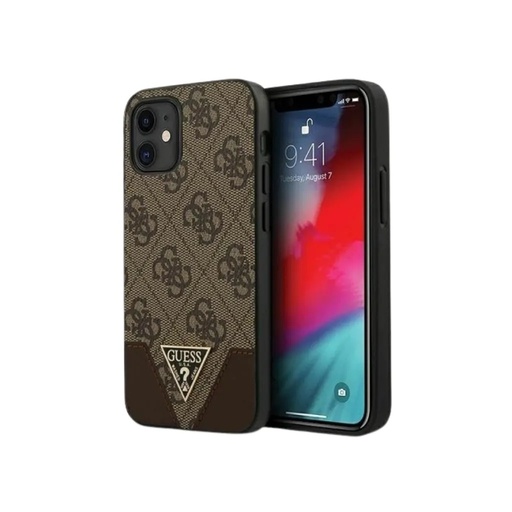 Guess Phone Case Triangle Logo 4G Contrast (iPhone 12 Mini, brown)