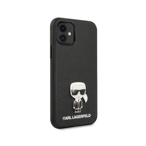 Karl Lagerfeld Phone Case Ikonik Pin Saffiano (iPhone 12 Mini, black)