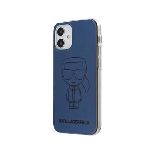Karl Lagerfeld Phone Case Ikonik Metallic Effect (iPhone 12 Mini, blue)