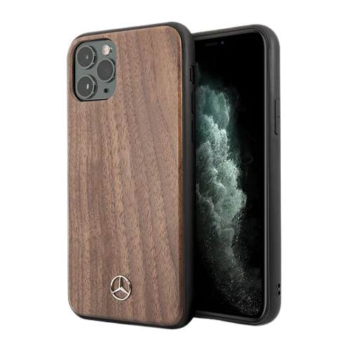 Mercedes-Benz Phone Case Metal Logo Wood
