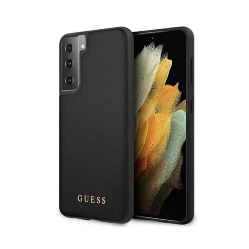 Guess Phone Case Iridescent Leather (Samsung S21+, black)