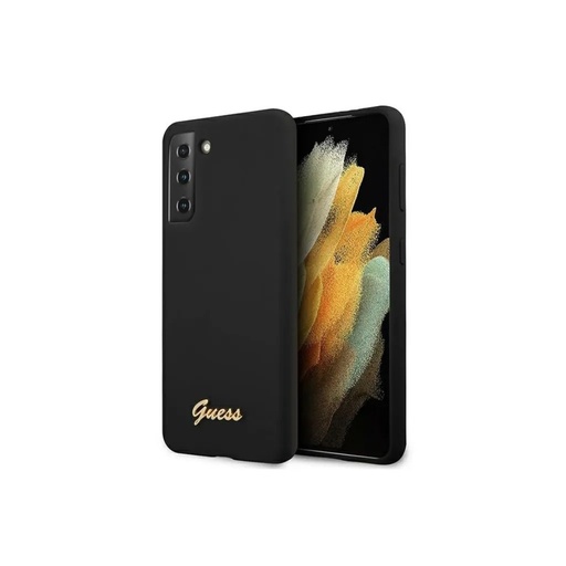Guess Phone Case Metal Logo Script Liquid (Samsung S21+, black)