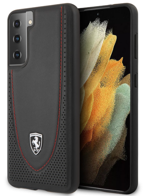 Ferrari Phone Case Curved Red Stitch Perforated