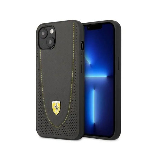Ferrari Phone Case Curved Red Stitch Perforated (Samsung S21+, black)