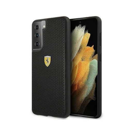 Ferrari maska Metal Logo Perforated (Samsung S21+, crno)